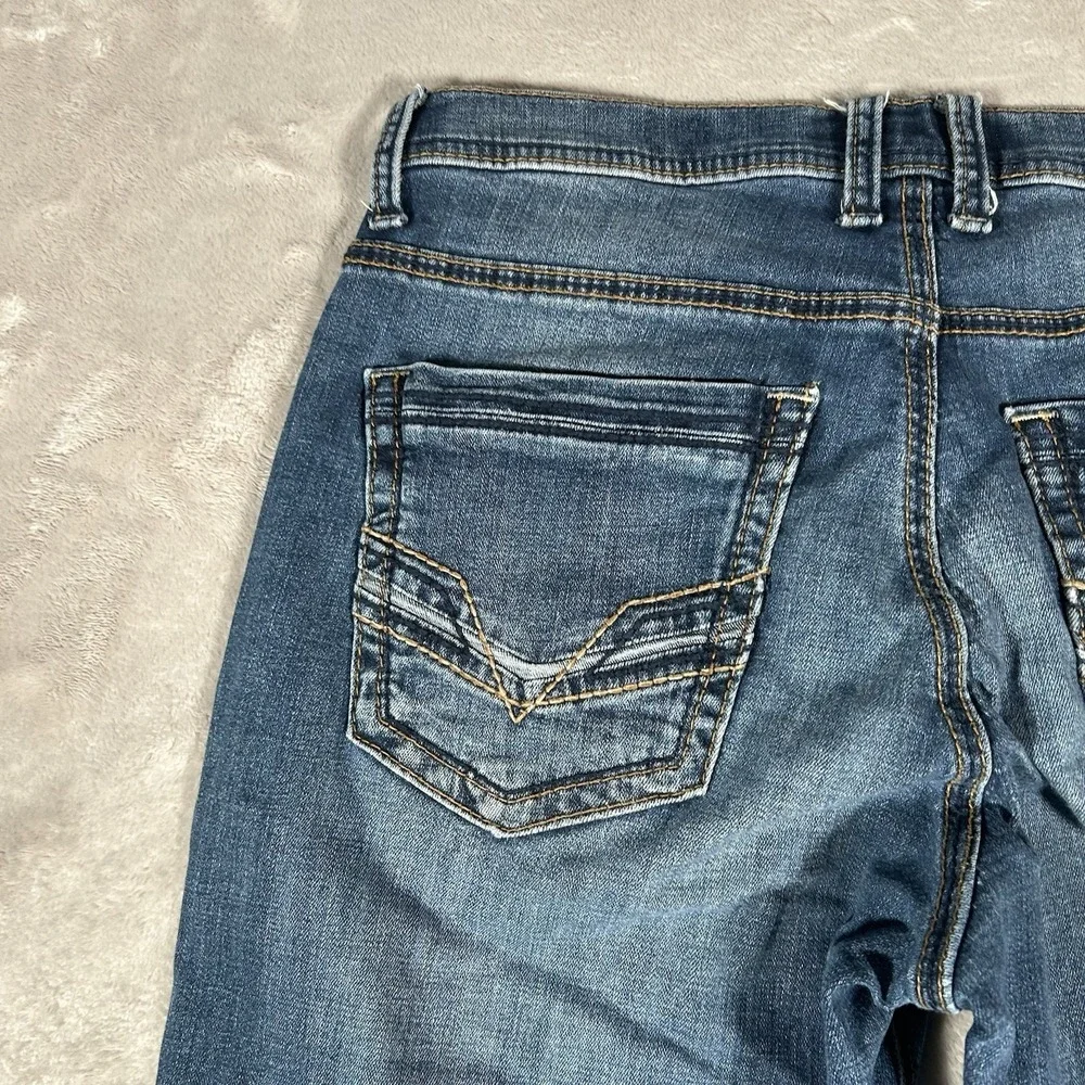 BKE Nolan Jeans Men 32Lx30 Blue Denim Distressed Straight Leg Cowboy Comfort EUC